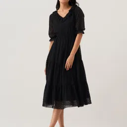 aask Women Fit and Flare Black Below Knee Dress-picture-19