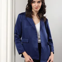 kotty Women Solid Mandarin Casual Blazer image 1