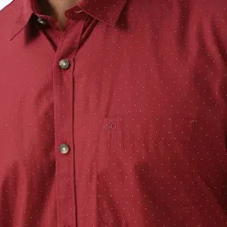 Peter England Maroon Cotton Slim Fit Printed Shirt image 4