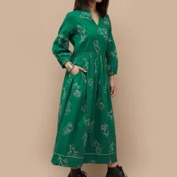 Colour Me by Melange Green Cotton Printed Maxi Dress image 4