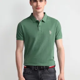 U.S. Polo Assn. Green Cotton Slim Fit Polo T-Shirt image 4