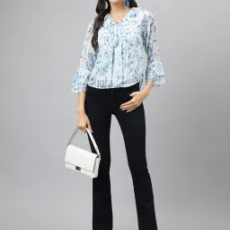 Latin Quarters Sky Blue Floral Print Top image 4