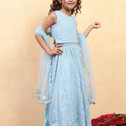 BIBA Girls Blue Embroidery Lehenga Set image 4