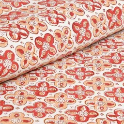 JaipurFabric Peach & Red 180 TC 100% Cotton Mini Blocks Double Bedsheet with 2 Pillow Covers image 4