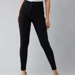 DOLCE CRUDO Black Denim Skinny Fit High Rise Jeans-picture-15