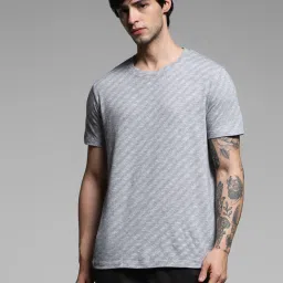 Jack & Jones Grey Cotton Regular fit Jacquard T-Shirts image 4