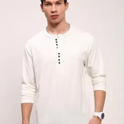 Showoff White Cotton Slim Fit T-Shirt-image-80