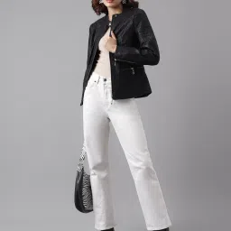 Latin Quarters Black Solid Biker Jacket image 4