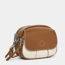 Styli Colourblocked PU Half Moon Satchel with Tasselled image 4