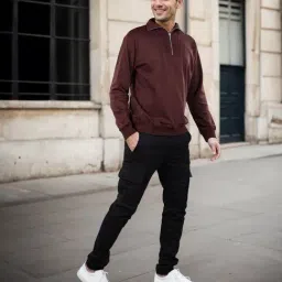 celio celio* Brown Solid Regular Fit Cotton Sweatshirt-picture-26