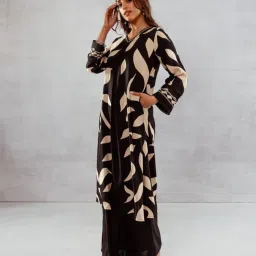 Kaftanize Black Viscose Rayon Regular Fit Straight Kurta Set image 4