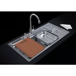 Hindware Everado Plus 39x20x9 inch Matt Finish SS Double Bowl Kitchen Sink image 3