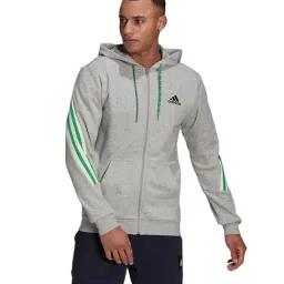 Adidas M 3S Tape FZ Medium Grey Slub Hooded Sweatshirt-picture-15