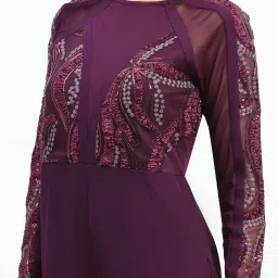 MADAME Purple Embroidered Jumpsuits image 4