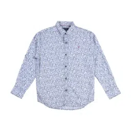 Gini & Jony Kids White & Blue Cotton Printed Full Sleeves Shirt-picture-26