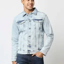 Pepe Jeans Light Blue Cotton Regular Fit Denim Jacket-image-15