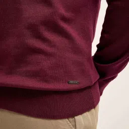 The Bear House Maroon Cotton Regular Fit Texture T-Shirt image 4