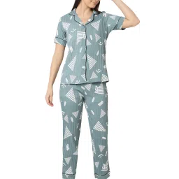 Smarty Pants Green Printed Shirt With Lounge Pants image 4