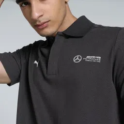 Puma Black Cotton Regular Fit Texture Sports Polo image 4