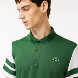 Lacoste Green Regular Fit Printed Sports Polo image 4