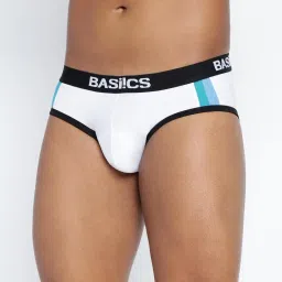 BASIICS by La Intimo White Blended Relaxed Fit Striped Briefs (Pack Of 2) image 4
