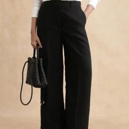 RAREISM Black Satin Solid Trousers-picture-3