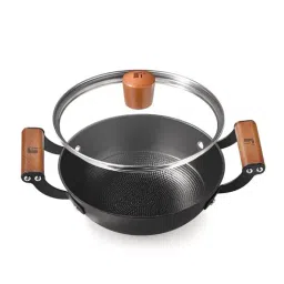 Bergner Odin Black Cast Iron Kadhai with Glass Lid (1.4 L) image 2