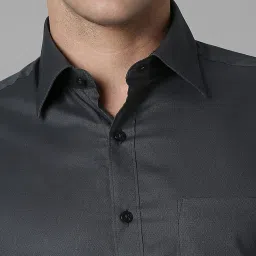 Louis Philippe Grey Cotton Regular fit Print Formal Shirt image 4