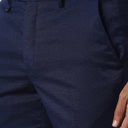 Van Heusen Navy Slim Fit Texture Trousers image 4