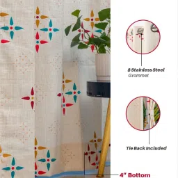 Urban Space White & Red Cotton Printed Long Door Curtain - Set of 2 image 4