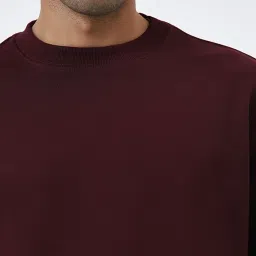WES Casuals by Westside Burgundy Relaxed Fit Cotton Blend Sweatshirt image 4