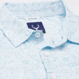allen solly Allen SollyBlue Cotton Slim Fit Print Shirt image 4