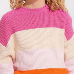 VERO MODA GIRL Kids Super Pink Color Block Sweater image 4