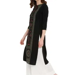 Ahalyaa Black Printed Straight Kurta image 4
