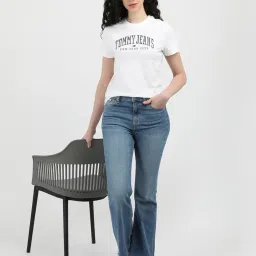 TOMMY HILFIGER White Cotton Graphic Print T-Shirt image 4