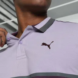 Puma Purple Cotton Regular Fit Colour Block Sports Polo image 4