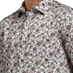 Louis Philippe White Slim Fit Floral Print Shirt image 4