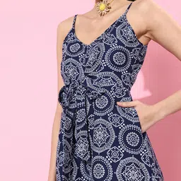 KASSUALLY Women Blue Ethnic Motifs Resort Wear Jumpsuit image 5