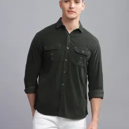 Kuons Avenue Dark Olive Slim Fit Shirt-image-21