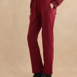 RAREISM Maroon Cotton Blend Solid Trackpants image 4