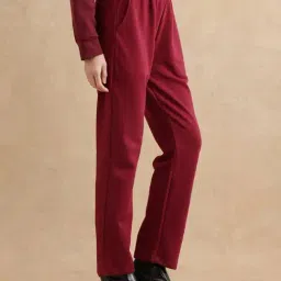RAREISM Maroon Cotton Blend Solid Trackpants image 3