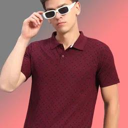 THE CASUALS Men Printed Polo Collar T-shirt image 5
