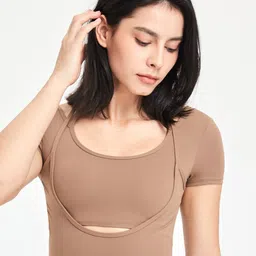 JC Collection Halter Neck Short Sleeves Fitted Sports Crop Top-image-90