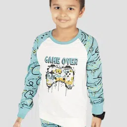 Tresnova Boys off White Cotton Regular Fit Printed Nightwear-picture-17