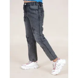 Kiddopanti Black Cotton Regular Solid Jeans image 3