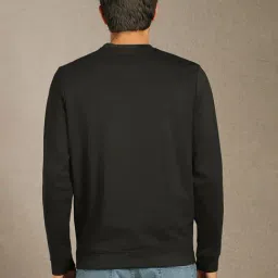 Louis Philippe Black Cotton Regular Fit Graphic Print Sweatshirt image 2