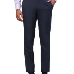 Raymond Blue Contemporary Fit Texture Trousers-picture-22