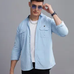 Kuons Avenue Sky Blue Slim Fit Shirt-picture-33