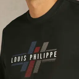 Louis Philippe Black Cotton Regular Fit Graphic Print Sweatshirt image 5