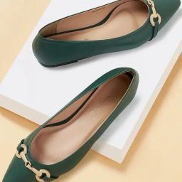Forever Glam by Pantaloons Women's Pista Green Flat Ballets-picture-2